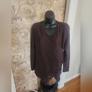LL - Elegant Brown Wrap Sweater 100% ITALIAN MERINO